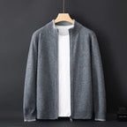 Lincoln - Men's Cashmere Zip Cardigan with Ribbed Collar and Cuffs