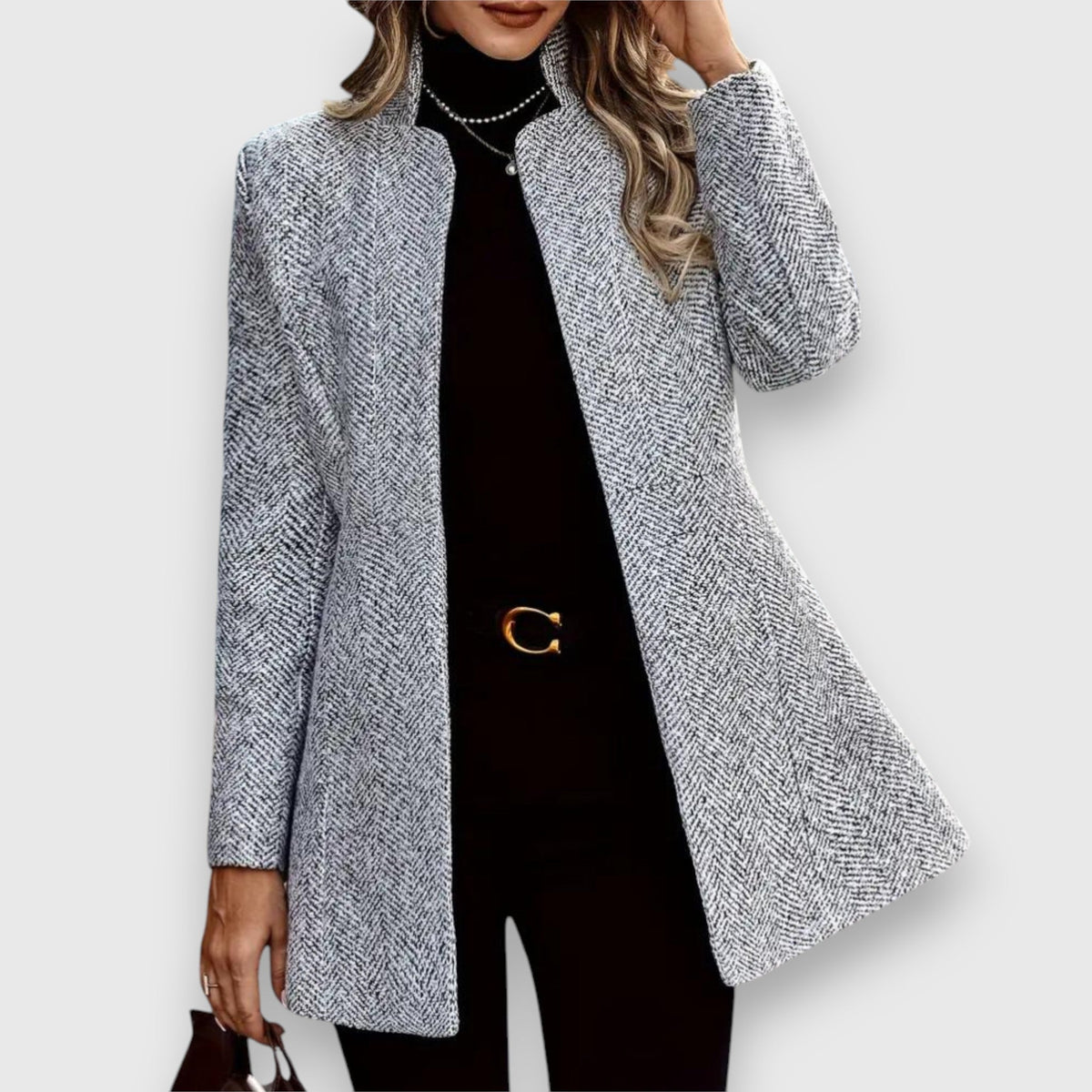 Livana - Women's Herringbone Open-Front Blazer