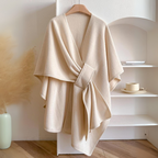 Livia - Women's Wrap Shawl with Tie Belt and Draped Front