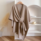 Livia - Women's Wrap Shawl with Tie Belt and Draped Front