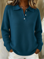 Lorelei - Women's Polo-Collar Ribbed Knit Sweater