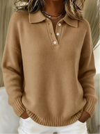 Lorelei - Women's Polo-Collar Ribbed Knit Sweater