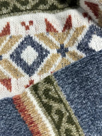 Louise - Women's Button-Front Colorblock Cardigan with Fair Isle Yoke