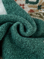Louise - Women's Button-Front Colorblock Cardigan with Fair Isle Yoke