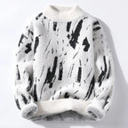 Lucas - Men's Brushed Wool Crew Sweater with Distressed Pattern