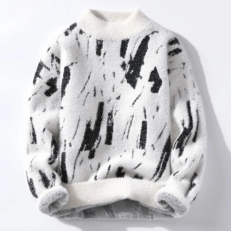 Lucas - Men's Brushed Wool Crew Sweater with Distressed Pattern