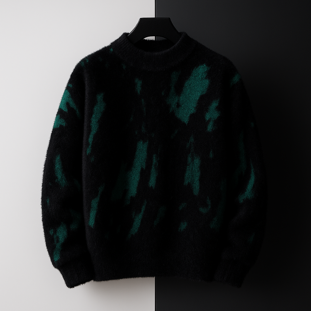 Lucas - Men's Brushed Wool Crew Sweater with Distressed Pattern