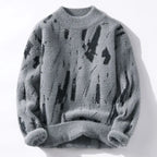 Lucas - Men's Brushed Wool Crew Sweater with Distressed Pattern