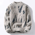 Lucas - Men's Brushed Wool Crew Sweater with Distressed Pattern