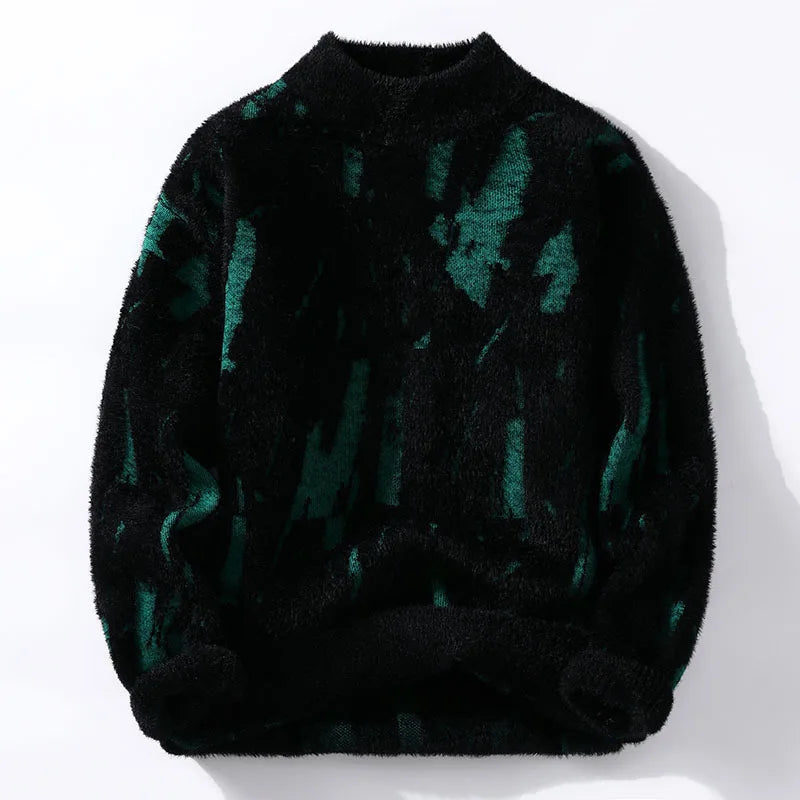 Lucas - Men's Brushed Wool Crew Sweater with Distressed Pattern