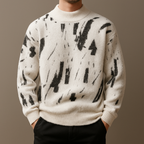 Lucas - Men's Brushed Wool Crew Sweater with Distressed Pattern