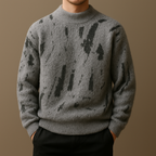 Lucas - Men's Brushed Wool Crew Sweater with Distressed Pattern