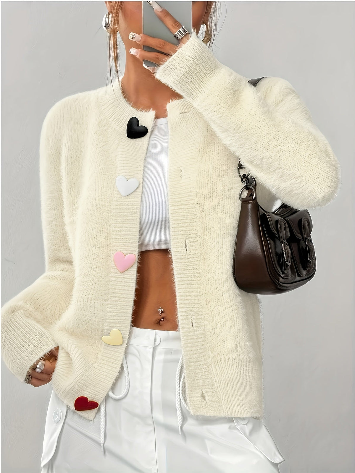 Lucinda - Women's Textured Button-Front Cardigan