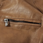 Luke - Men's Zip-Front Leather Jacket with Corduroy Collar