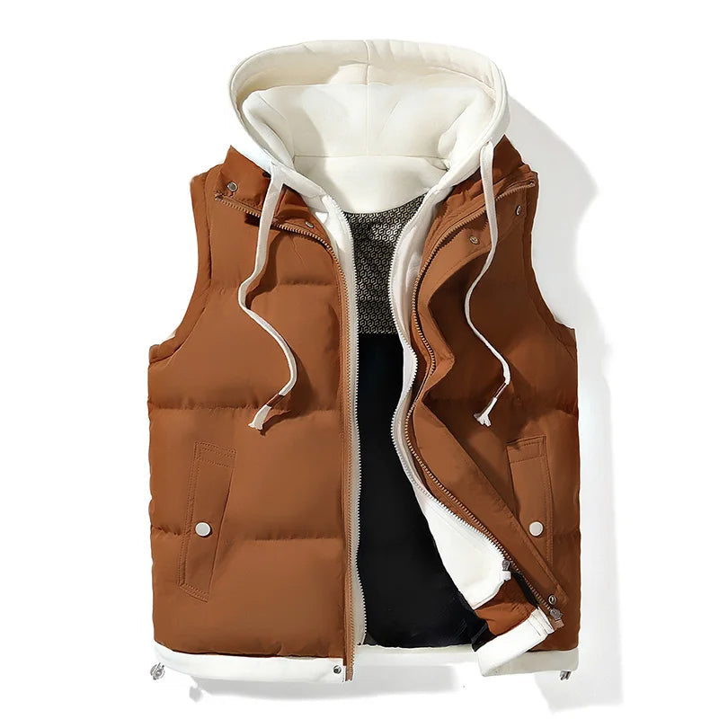 Lyndon - Men's Quilted Puffer Gilet with Fleece-Lined Hood