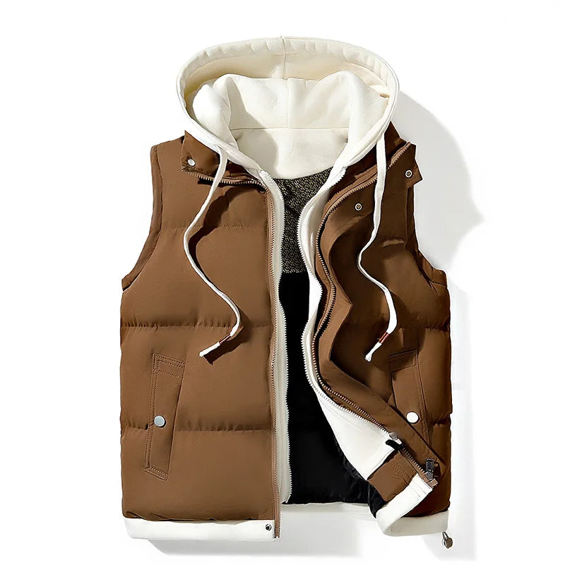 Lyndon - Men's Quilted Puffer Gilet with Fleece-Lined Hood