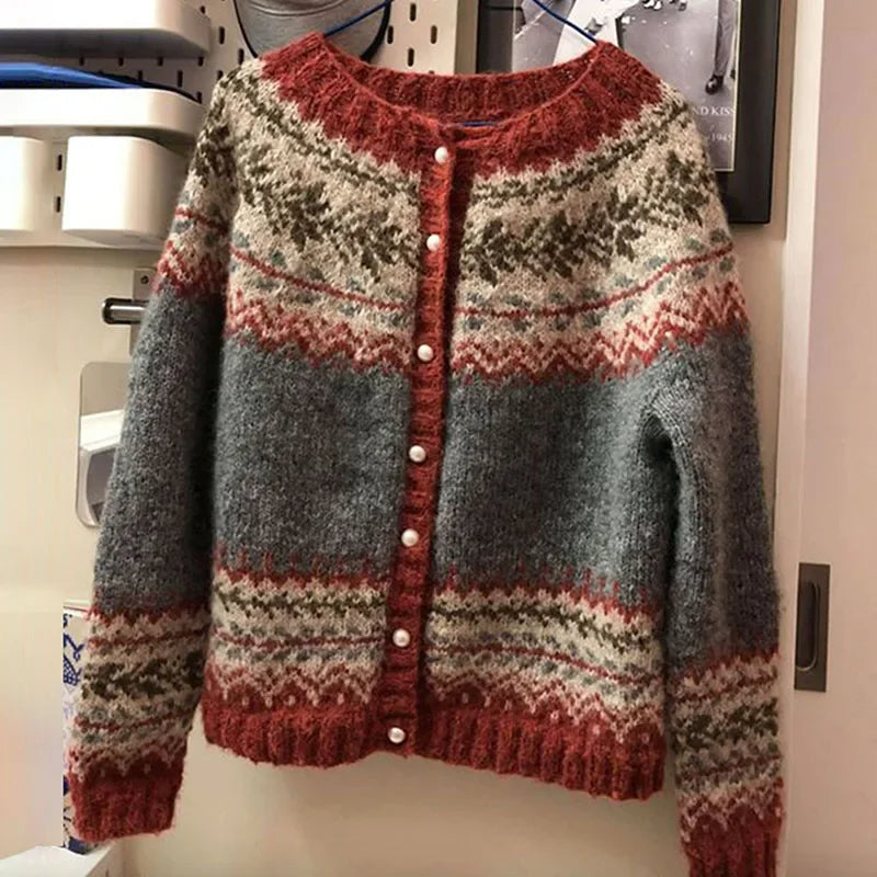 Maeve - Women's Patterned Button-Front Cardigan
