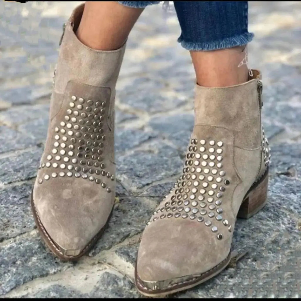 Magnolia - Women's Studded Suede Ankle Boots