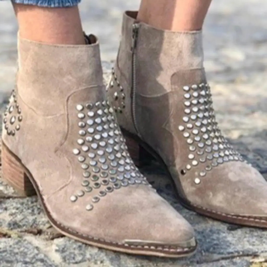Magnolia - Women's Studded Suede Ankle Boots
