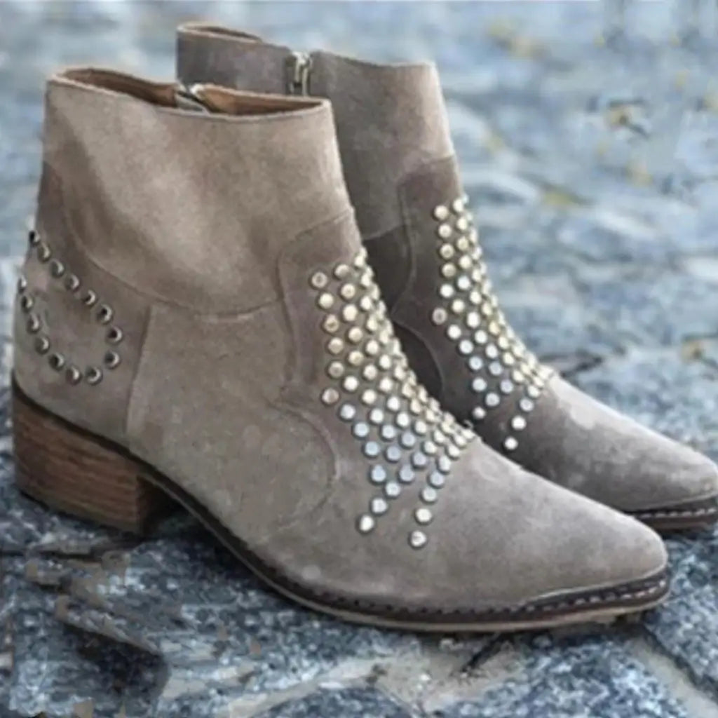 Magnolia - Women's Studded Suede Ankle Boots