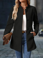 Marguerite - Women's Mock Neck A-Line Coat with Button Front