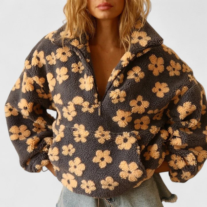 Marlowe - Women's Floral Fleece Quarter-Zip Pullover