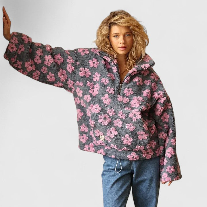 Marlowe - Women's Floral Fleece Quarter-Zip Pullover