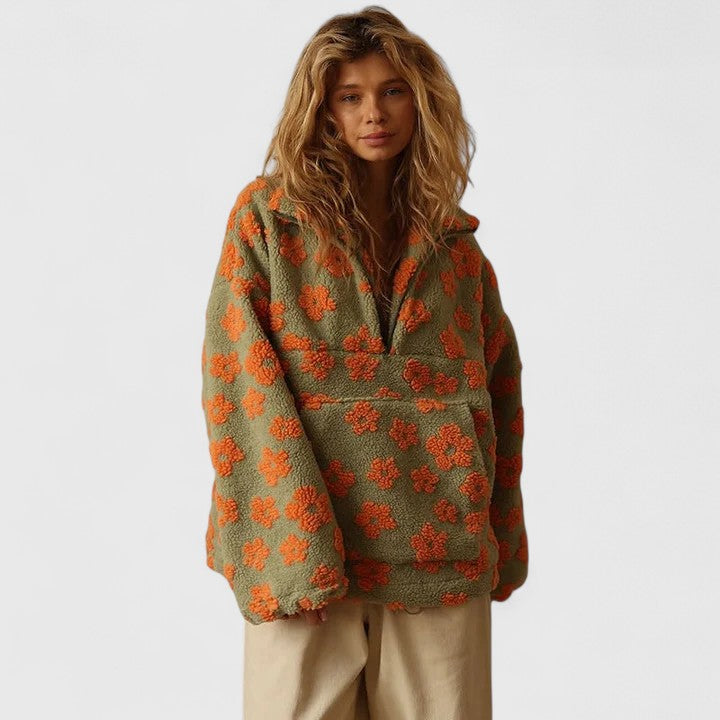 Marlowe - Women's Floral Fleece Quarter-Zip Pullover