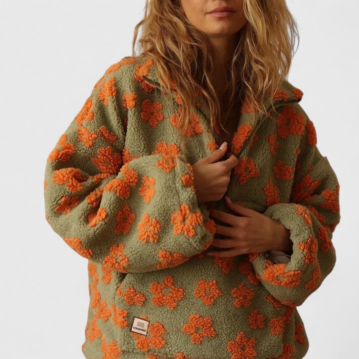 Marlowe - Women's Floral Fleece Quarter-Zip Pullover