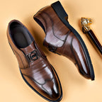 Matteo - Men's Slip-On Loafers with Metal Buckle Detail