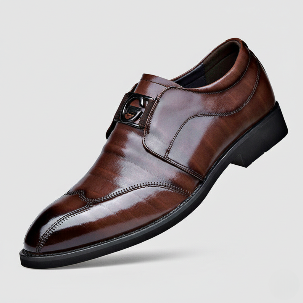 Matteo - Men's Slip-On Loafers with Metal Buckle Detail