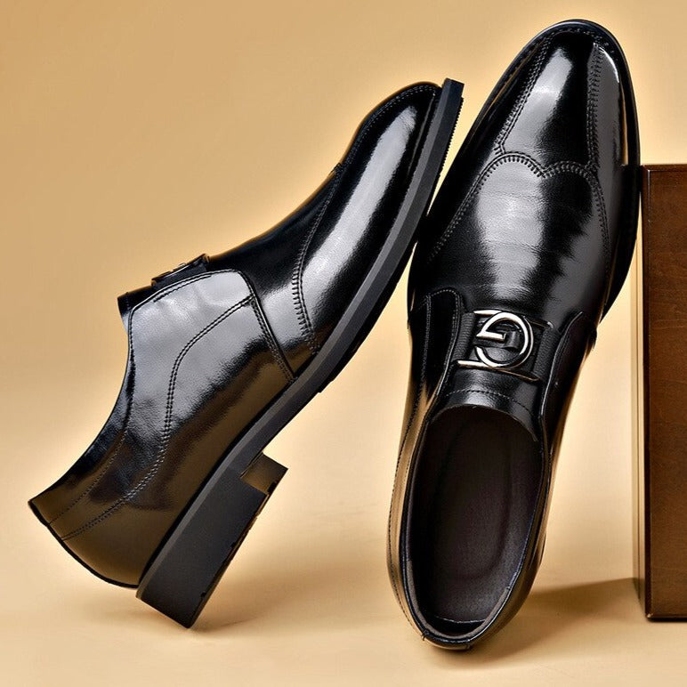 Matteo - Men's Slip-On Loafers with Metal Buckle Detail