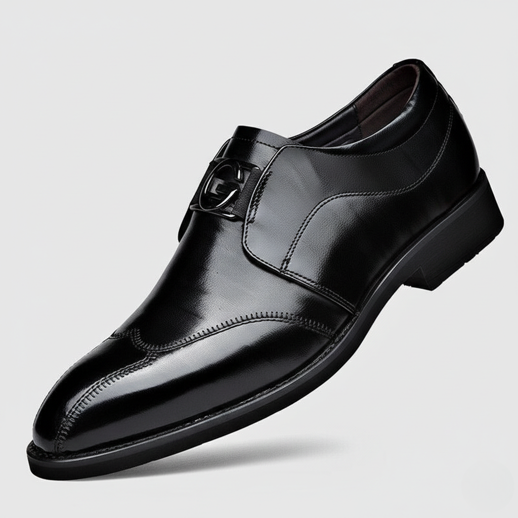 Matteo - Men's Slip-On Loafers with Metal Buckle Detail