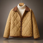 Meredith - Women's Quilted Jacket with Suede Collar