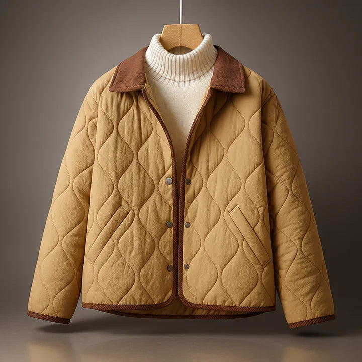Meredith - Women's Quilted Jacket with Suede Collar