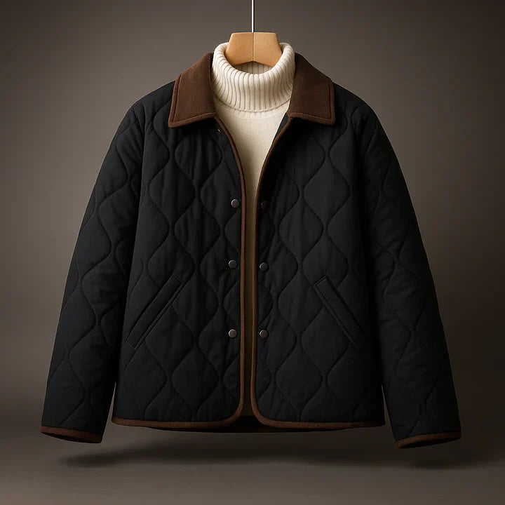 Meredith - Women's Quilted Jacket with Suede Collar