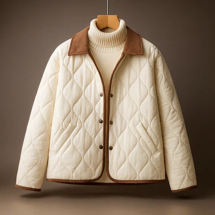 Meredith - Women's Quilted Jacket with Suede Collar
