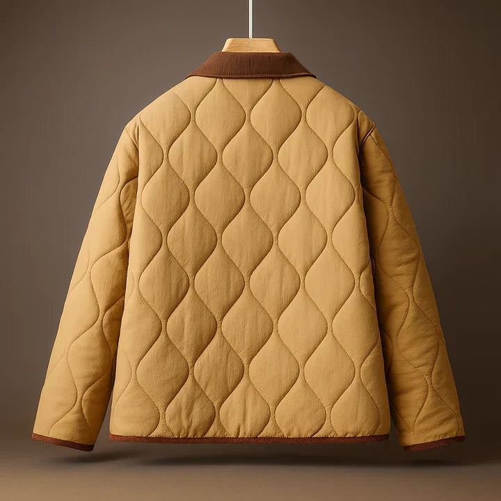 Meredith - Women's Quilted Jacket with Suede Collar