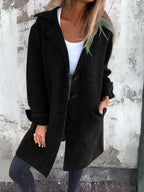 Michaela - Women's Lapel Collar Button-Front Coat