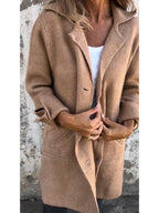 Michaela - Women's Lapel Collar Button-Front Coat