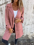 Michaela - Women's Lapel Collar Button-Front Coat