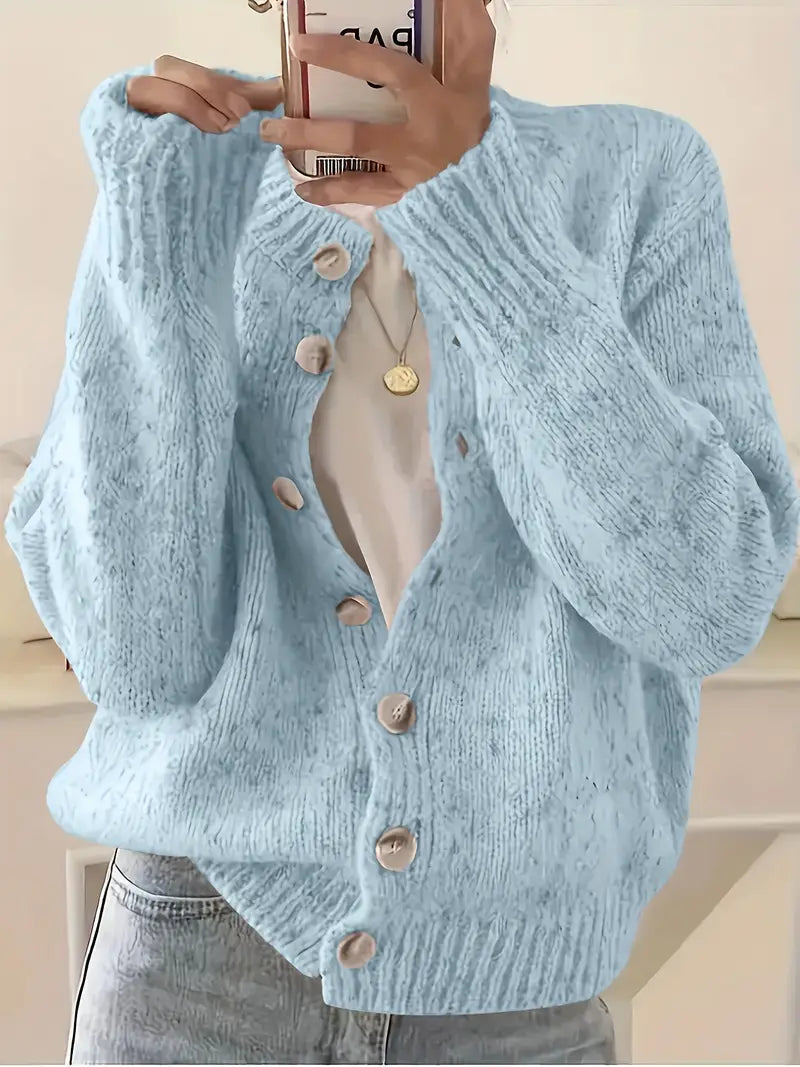 Morgan - Women's Round Neck Long Sleeve Knit Cardigan 