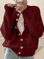 Morgan - Women's Round Neck Long Sleeve Knit Cardigan 