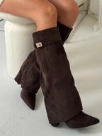 Nalani - Women's Flare-Cuff Buckle Knee-High Boots
