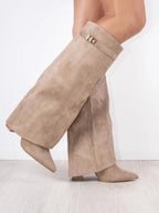 Nalani - Women's Flare-Cuff Buckle Knee-High Boots