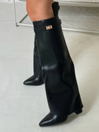 Nalani - Women's Flare-Cuff Buckle Knee-High Boots