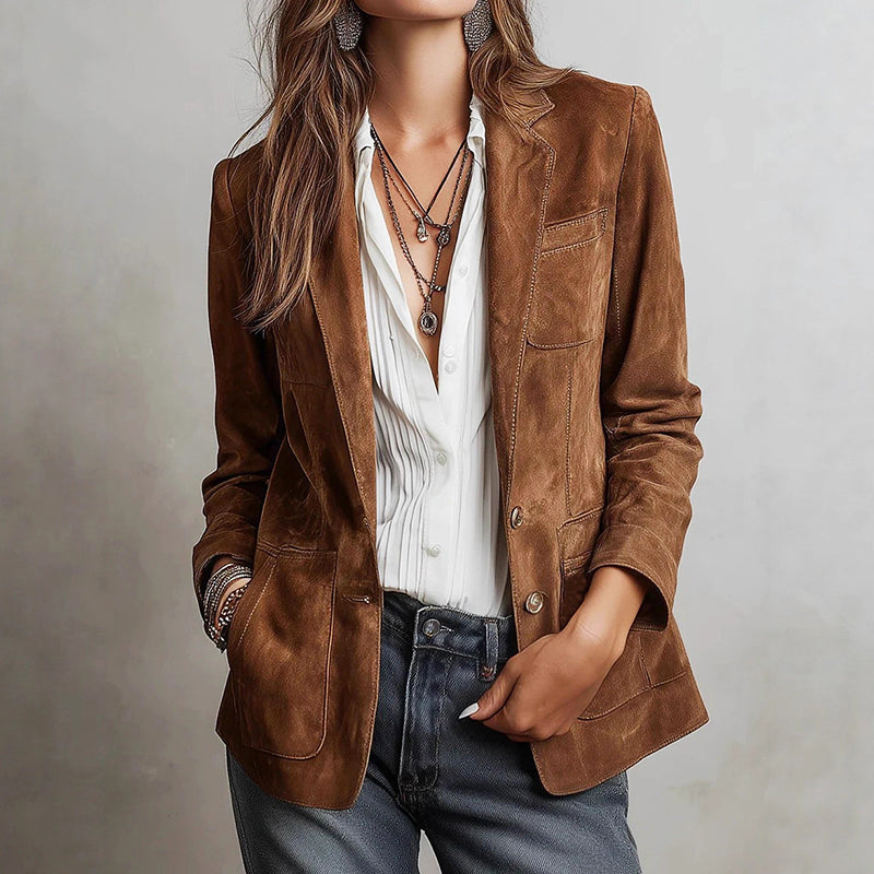 Nevaeh - Women's Notch Lapel Button-Front Blazer