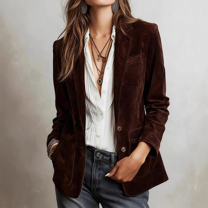 Nevaeh - Women's Notch Lapel Button-Front Blazer