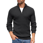 Nikolai - Men's Half-Zip Mock Neck Ribbed Knit Sweater