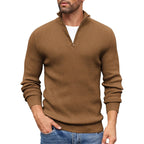 Nikolai - Men's Half-Zip Mock Neck Ribbed Knit Sweater